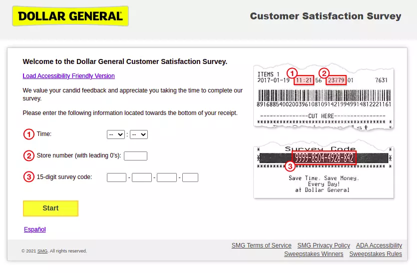 start the dollar general survey